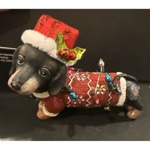 Dachshund Dog‎ Light Bulbs Santa Hat Christmas Holiday Tree Ornament NEW
